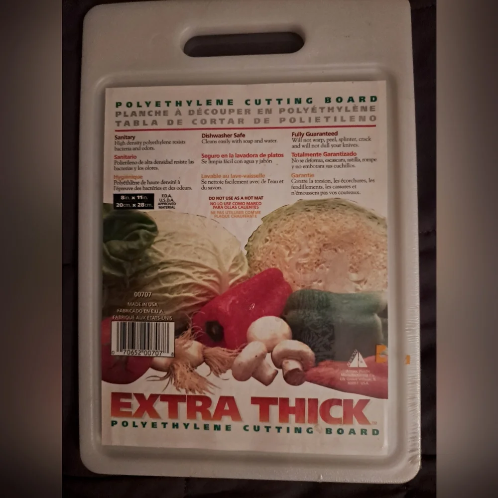 NEW Extra Thick Food Cutting Board, White, 11
